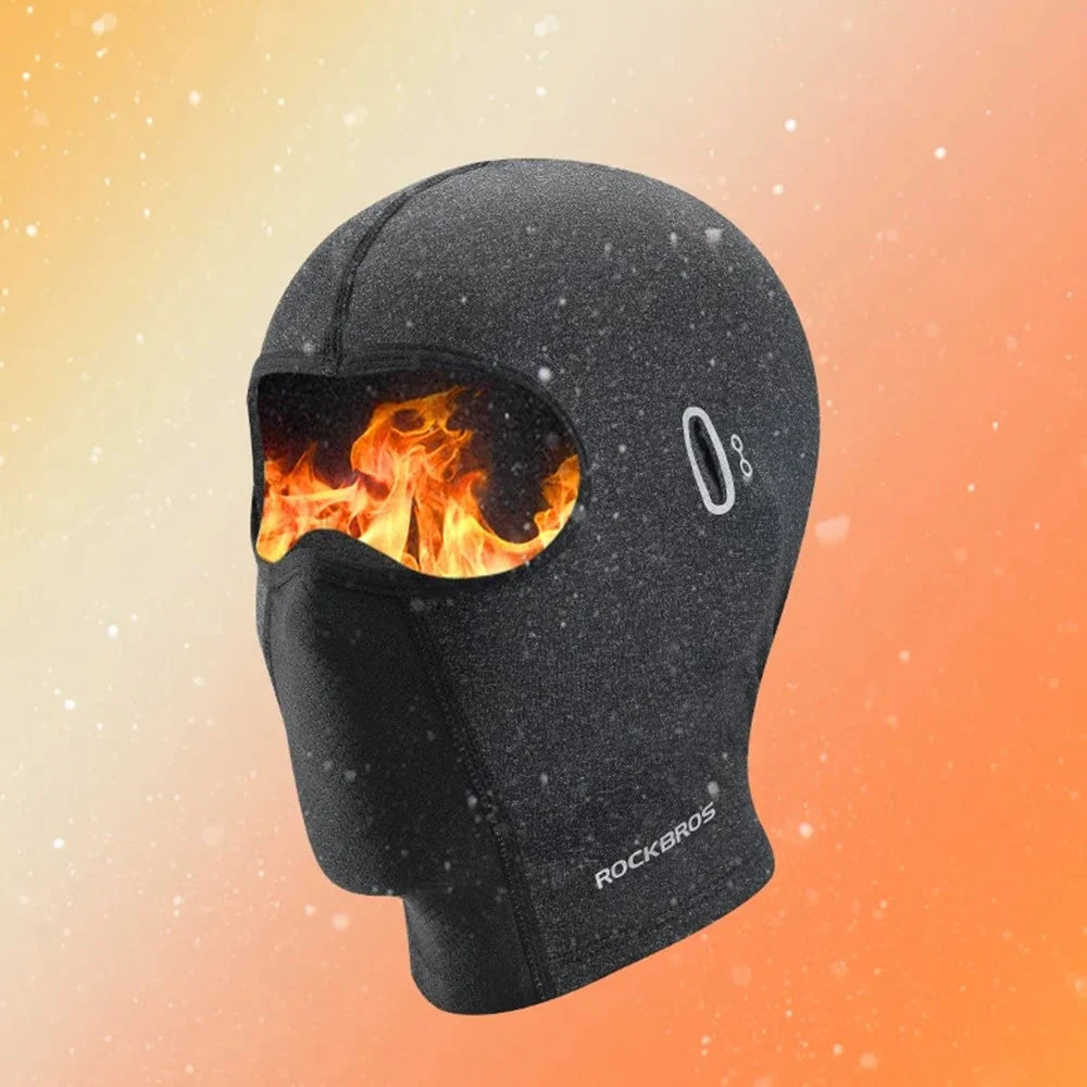 ROCKBROS Windproof Motorcycle Balaclava Warm Fleece Full Face Mask Breathable Elastic Hood - Black / with Glasses Hole - 5