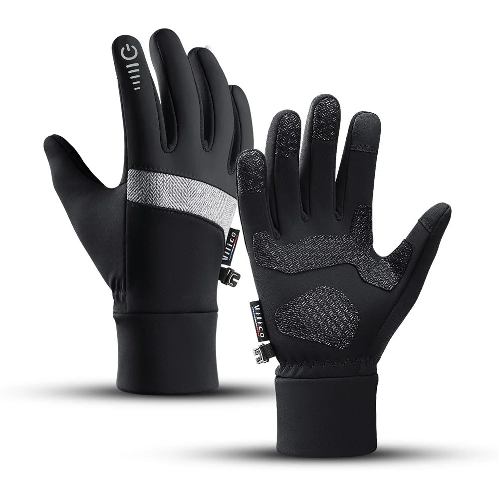 VILICO A0003 1 Pair Winter Thermal Gloves for Outdoor Sports Cycling Gloves Support Touchscreen Anti Slip Waterproof - S / Black - 1