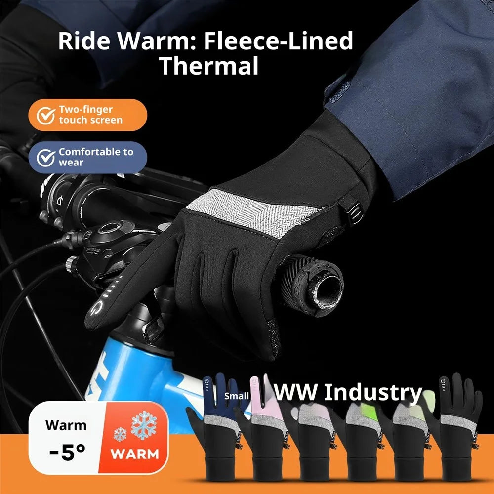 VILICO A0003 1 Pair Winter Thermal Gloves for Outdoor Sports Cycling Gloves Support Touchscreen Anti Slip Waterproof - S / Black - 5