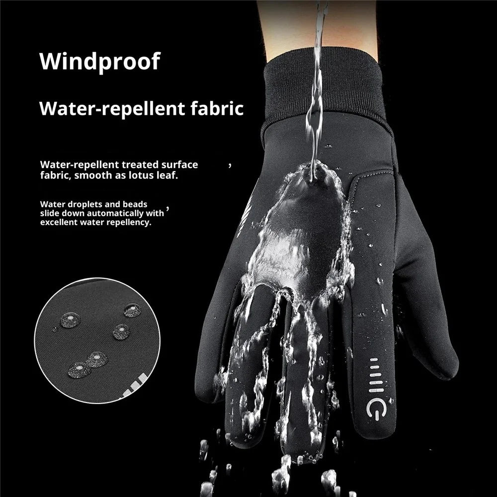 VILICO A0107 1 Pair Winter Gloves Fleece Lined Warm Touchscreen Outdoor Cycling Gloves Waterproof Anti Slip Reflective - S / Black - 2