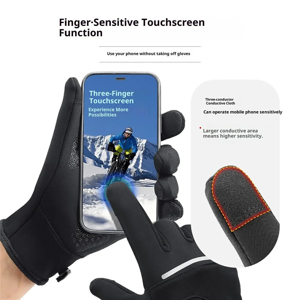 VILICO A0108 1 Pair Fleece Lined Thermal Gloves Touchscreen-Compatible Insulated Gloves Waterproof Anti Slip - S / Black - 3