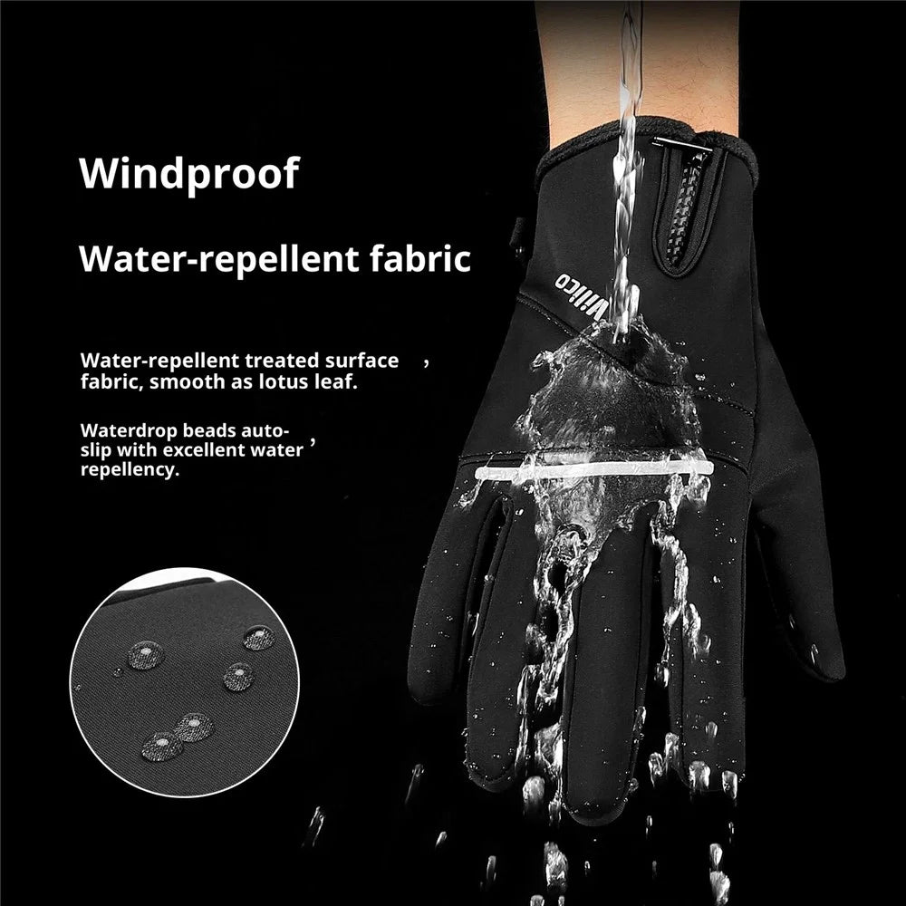 VILICO A0108 1 Pair Fleece Lined Thermal Gloves Touchscreen-Compatible Insulated Gloves Waterproof Anti Slip - S / Black - 5