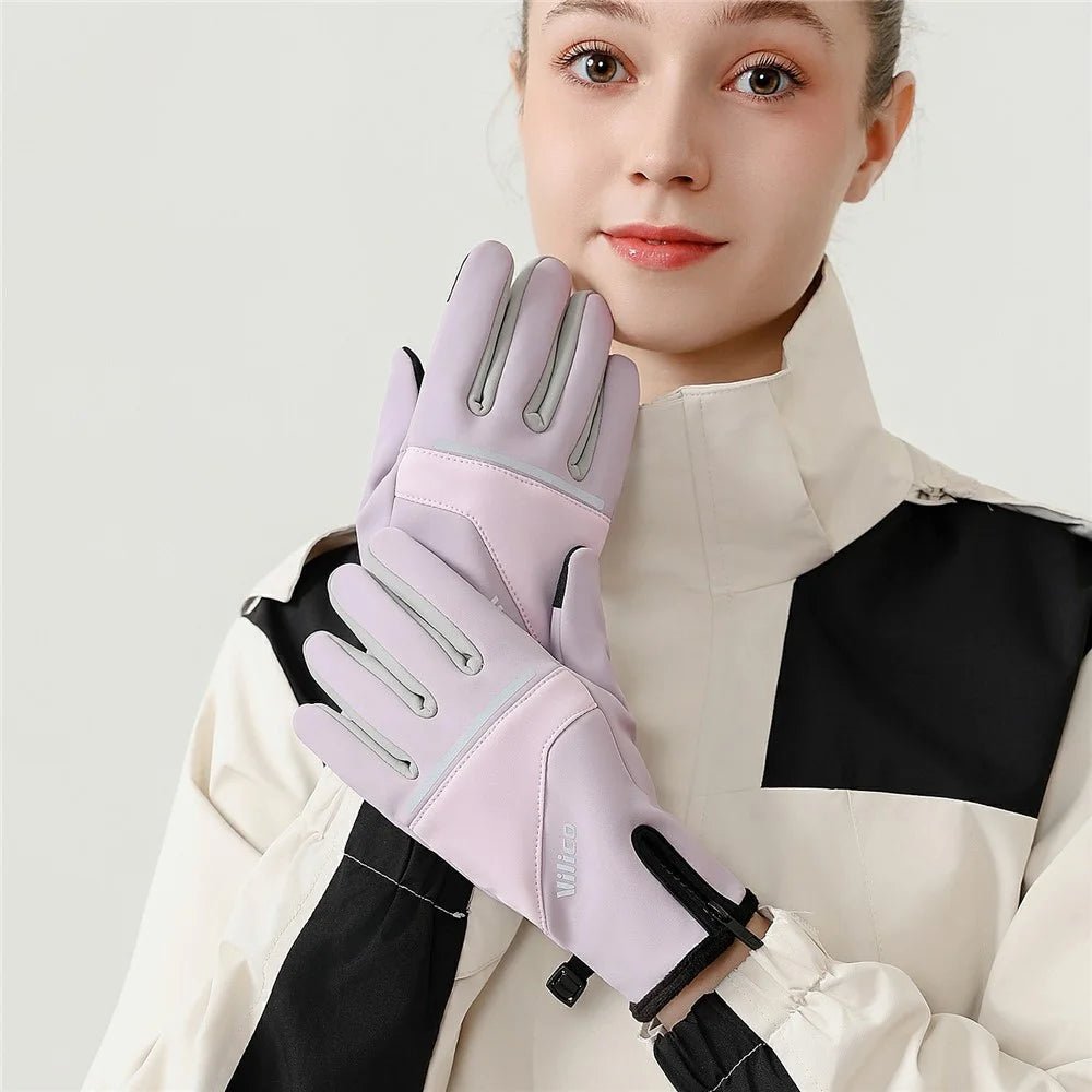 VILICO A0108 1 Pair Fleece Lined Thermal Gloves Touchscreen-Compatible Insulated Gloves Waterproof Anti Slip - S / Black - 6