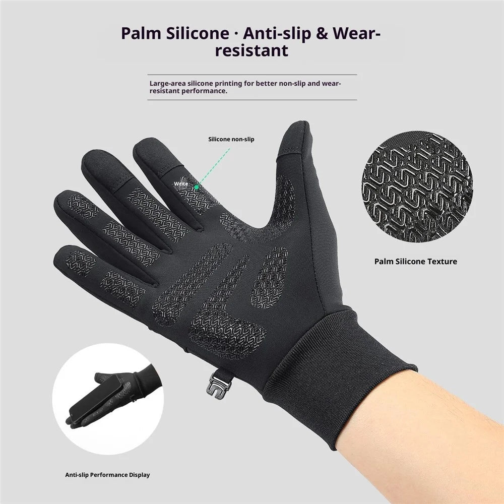VILICO A0155 1 Pair Winter Touchscreen Gloves for Outdoor Cycling Fleece Lined Warm Thermal Gloves Waterproof - S / Black - 2