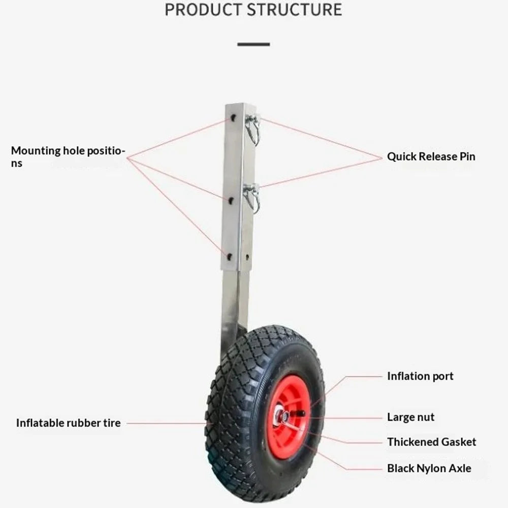 Universal Stainless Steel Boat Tug Wheels Removable Portable Cart Bracket for Surf Paddleboards - 3