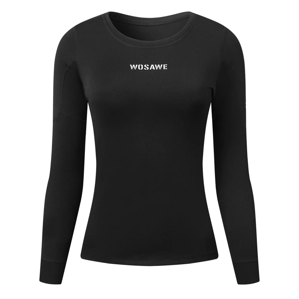 WOSAWE BD290 For Women Winter Ski Fleece Thermal Underwear High Elastic Tight Fleece-Lined Cold-Resistant Ski Top - Black, Asian M / EU S - 1