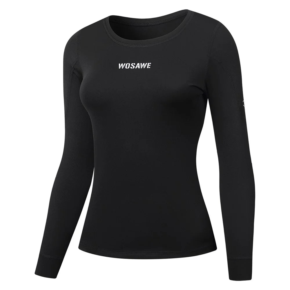 WOSAWE BD290 For Women Winter Ski Fleece Thermal Underwear High Elastic Tight Fleece-Lined Cold-Resistant Ski Top - Black, Asian M / EU S - 2