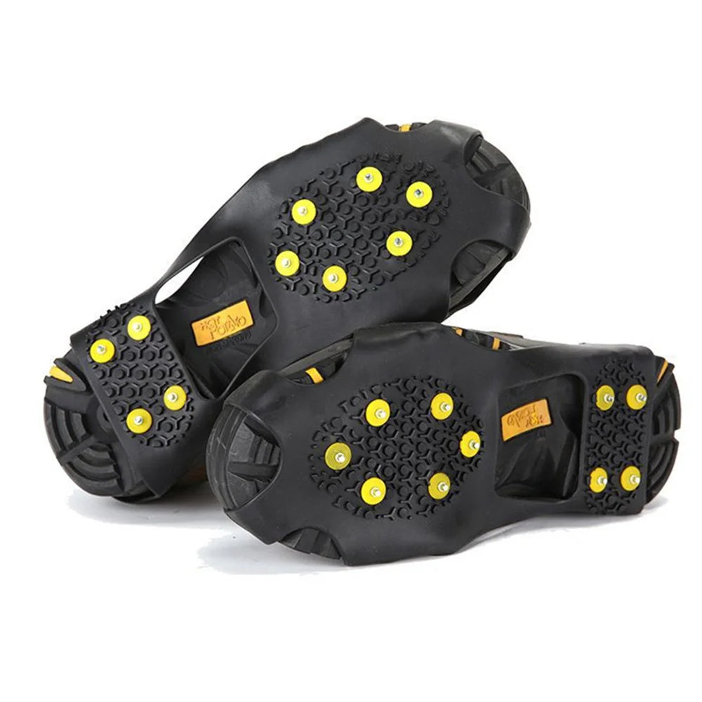 1 Pair Anti-slip 10 Stud Ice Gripper Spikes for Shoe Climbing Snow Crampons Cleats Claws Grips Boots Cover, Size S - 2