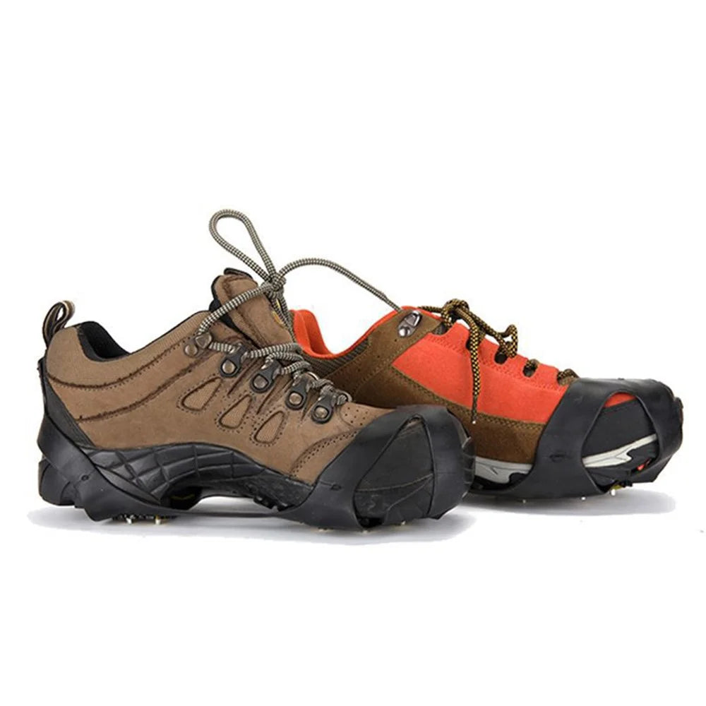 1 Pair 10 Stud Anti-Skid Snow Ice Climbing Shoes Cover Spikes Grips Cleats Over Shoes Covers Crampons, Size XL - 5