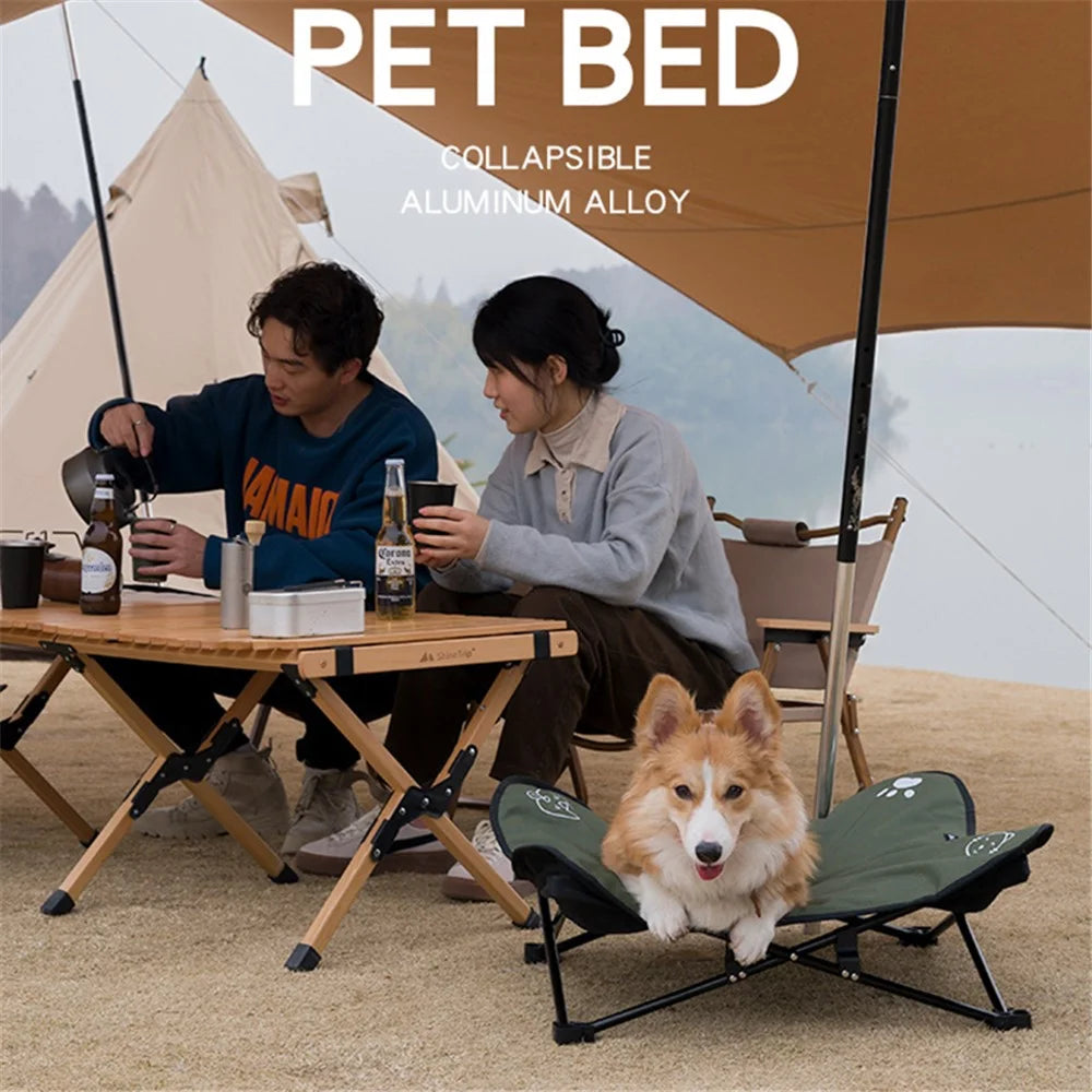 SHINETRIP A404 Elevated Raised Dog Cat Bed Aluminum Alloy Folding Pet Cot Soft Cushion Pet Hammock Bed - Coffee - 2
