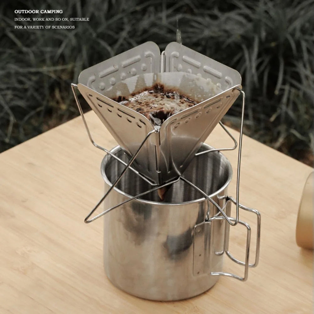 HALIN Stainless Steel Coffee Dripper Holder Folding Outdoor Camping Coffee Filter Rack (BPA Free, No FDA Certificate) - 2