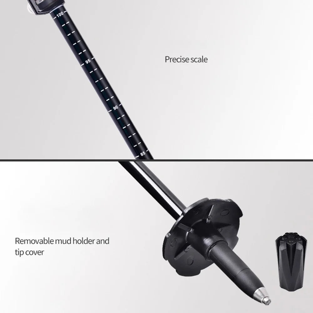 REBORNSUN RBQY0623 Backpacking Carbon Fiber Trekking Pole Camping 3-Section 51-100CM Outdoor Walking Stick - Black - 5