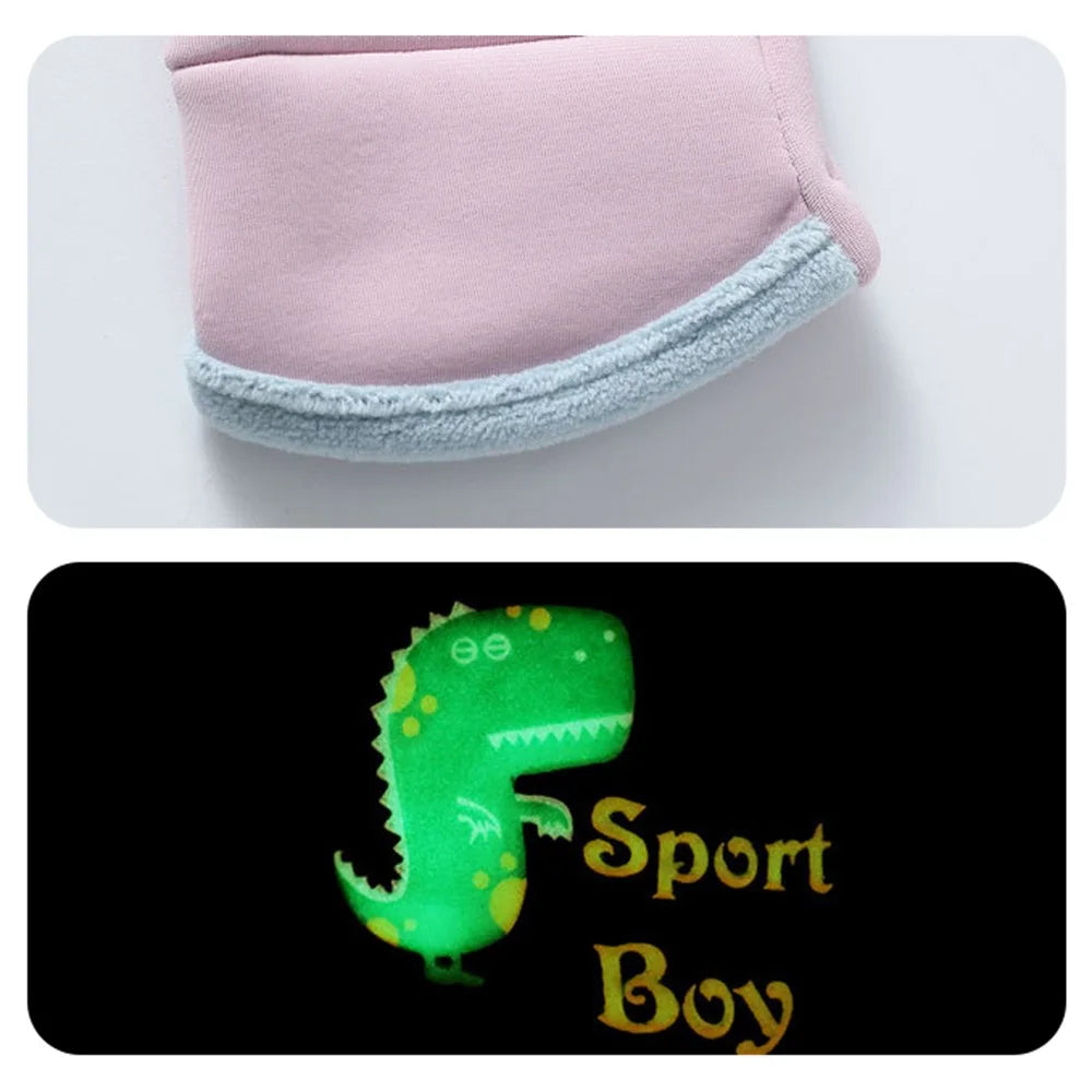 AOTU 1 Pair Kids Sports Reflective Fleece Lining Mittens Winter Children Waterproof Gloves (For 3-8 Years Old) - Pink - 6