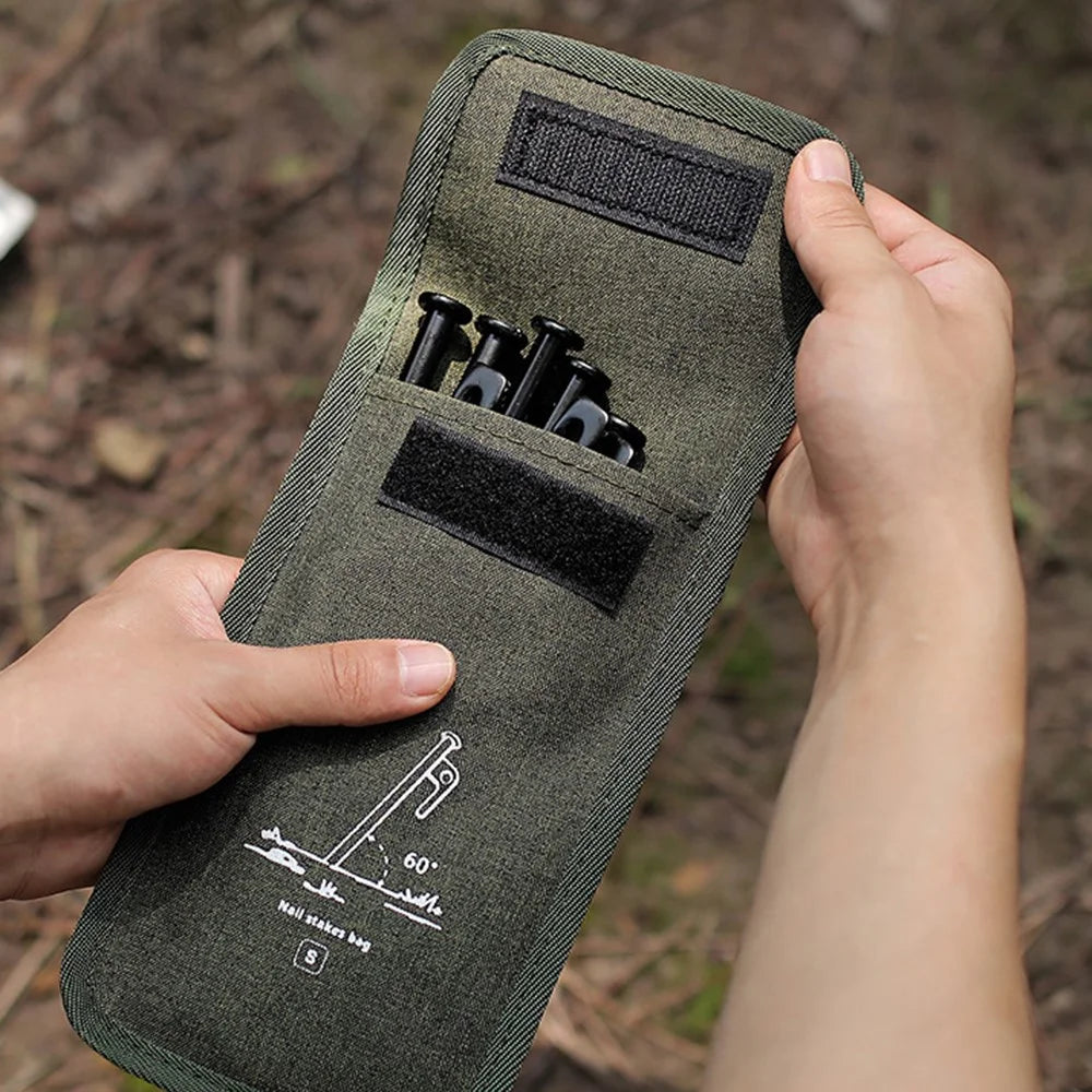 AOTU Size S Outdoor Camping Ground Nails Storage Bag Cationic Fabric Tent Stake Tools Carrying Bag - 6