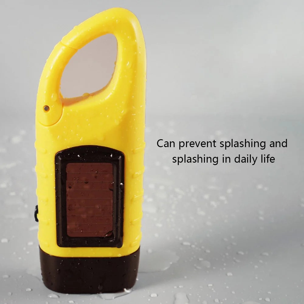 AOTU Outdoor Emergency Solar Power Hand Crank Flashlight LED Hand Crank Power Lights - Yellow - 4