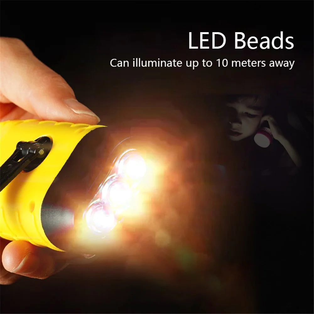 AOTU Outdoor Emergency Solar Power Hand Crank Flashlight LED Hand Crank Power Lights - Yellow - 5