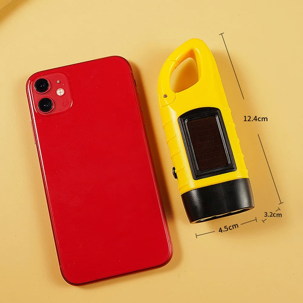 AOTU Outdoor Emergency Solar Power Hand Crank Flashlight LED Hand Crank Power Lights - Yellow - 6