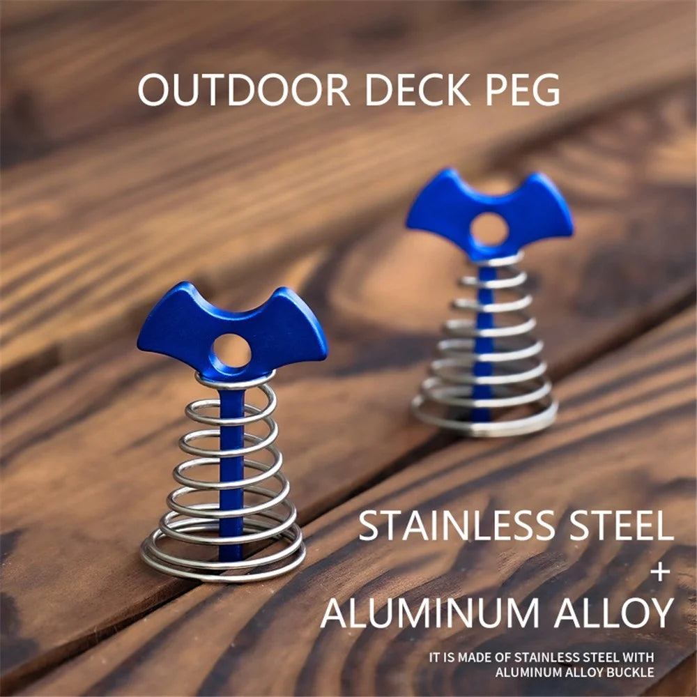 AOTU AT6546 Aluminum Alloy+Stainless Steel Tent Nail Fishbone Spring Stake Deck Anchor Peg Wind Rope Buckle - Blue - 4