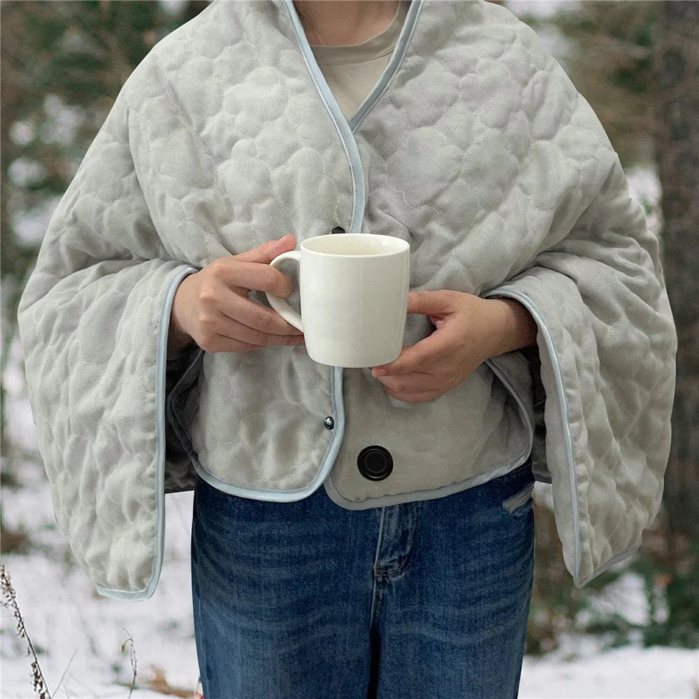843230 Button Switch 140x82cm Suede Shawl Blanket Heated Shawl Cover for Home Outdoor - 3