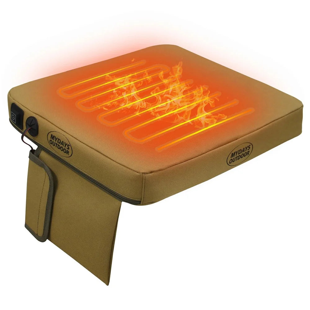 MYDAYS OUTDOOR 38x33x5cm Heated Seat Cushion Outdoor Heating Pad (Without Battery) - Khaki - 2