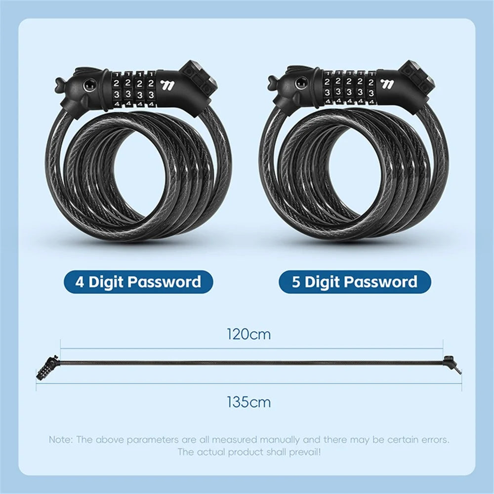 WEST BIKING 0705107B0000 Cartoon Fish Head 1.2m 4-Digit Combination Lock Anti-Theft Steel Cable Bike Lock - 7