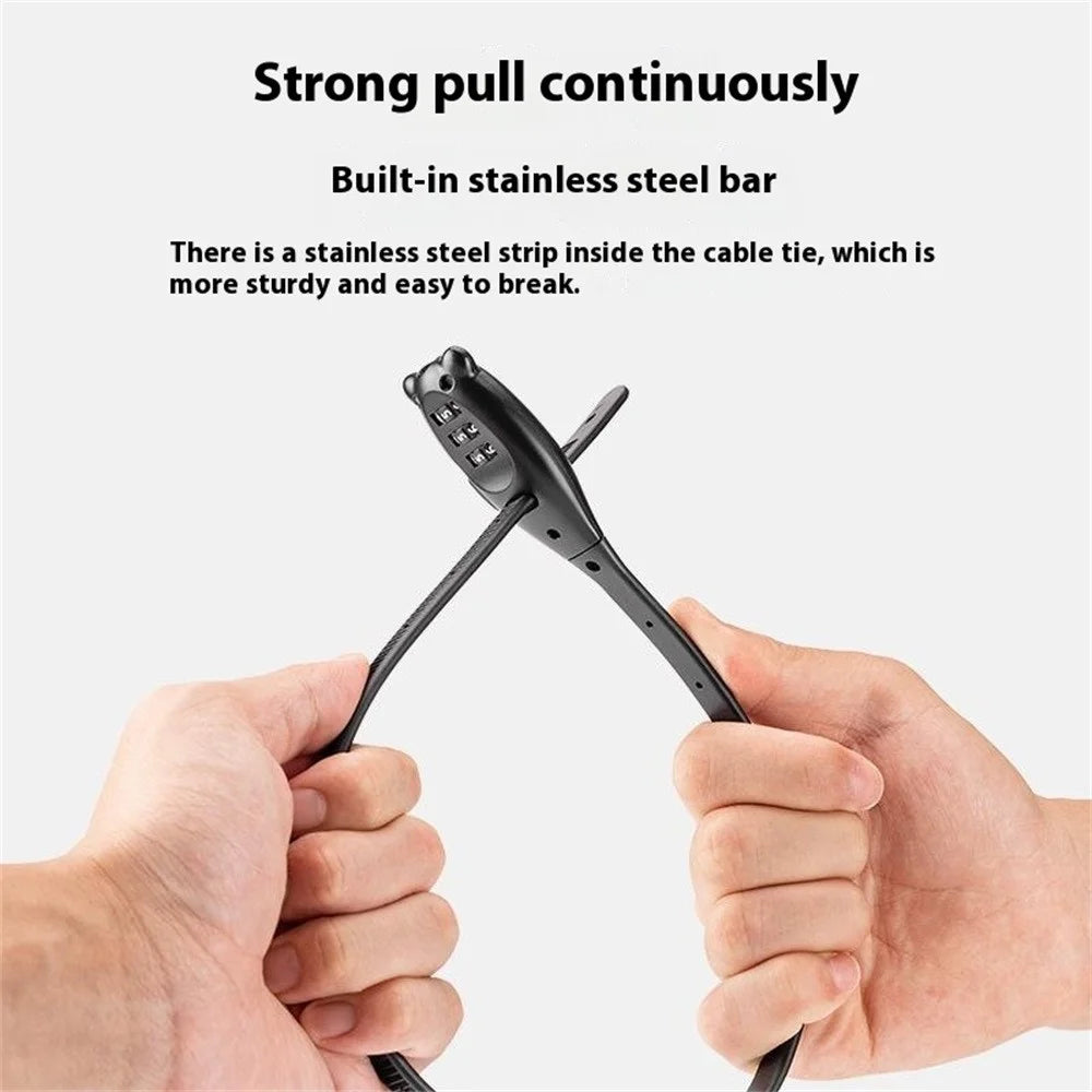 ROCKBROS 32180001001 31cm Anti Theft Cable Tie Lock for Motorcycle 3 Digits Password Portable Bike Lock - 4