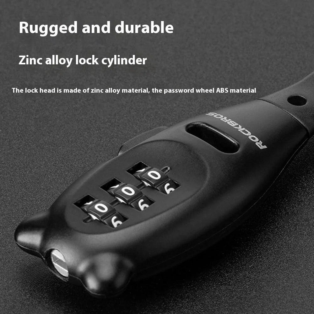 ROCKBROS 32180001001 31cm Anti Theft Cable Tie Lock for Motorcycle 3 Digits Password Portable Bike Lock - 6