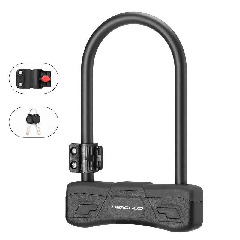 BENGGUO U Shape Anti Theft Lock for Bicycle / Electric Bike / Motorcycle Heavy Duty Alloy Steel Security Lock - Black - 1