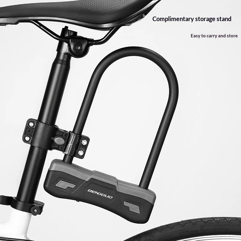 BENGGUO U Shape Anti Theft Lock for Bicycle / Electric Bike / Motorcycle Heavy Duty Alloy Steel Security Lock - Black - 3