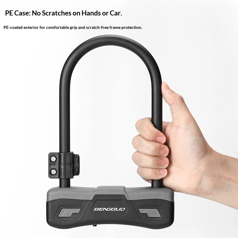 BENGGUO U Shape Anti Theft Lock for Bicycle / Electric Bike / Motorcycle Heavy Duty Alloy Steel Security Lock - Black - 6