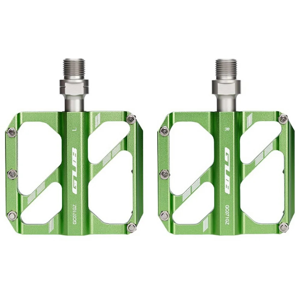 GUB GC071 GZ 1 Pair Aluminum Alloy Pedals Anti Slip Triple Bearing Pedals with Hex Wrench for Mountain / Road Bike - Green - 1