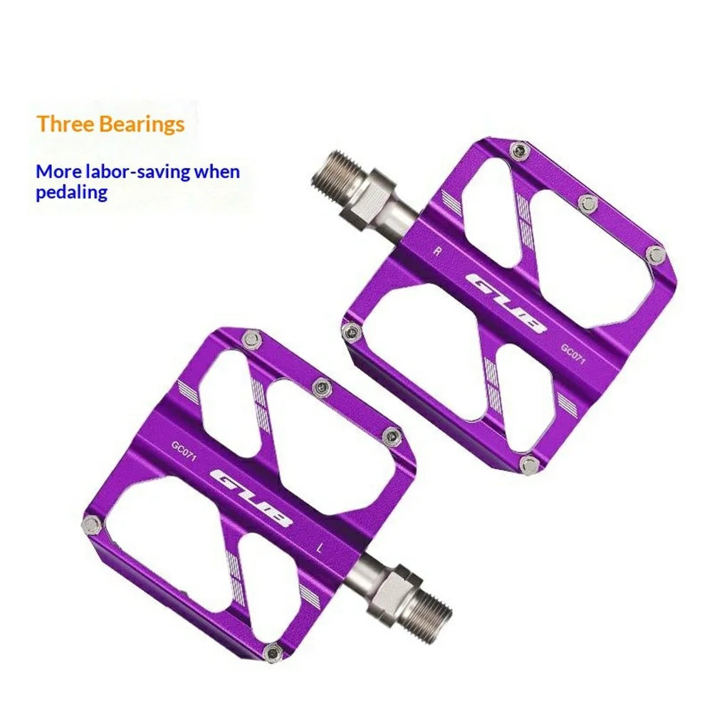 GUB GC071 GZ 1 Pair Aluminum Alloy Pedals Anti Slip Triple Bearing Pedals with Hex Wrench for Mountain / Road Bike - Green - 2
