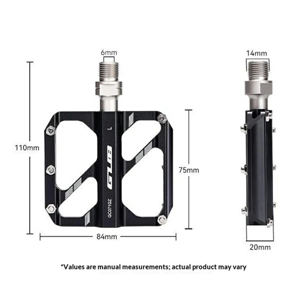 GUB GC071 GZ 1 Pair Aluminum Alloy Pedals Anti Slip Triple Bearing Pedals with Hex Wrench for Mountain / Road Bike - Green - 7