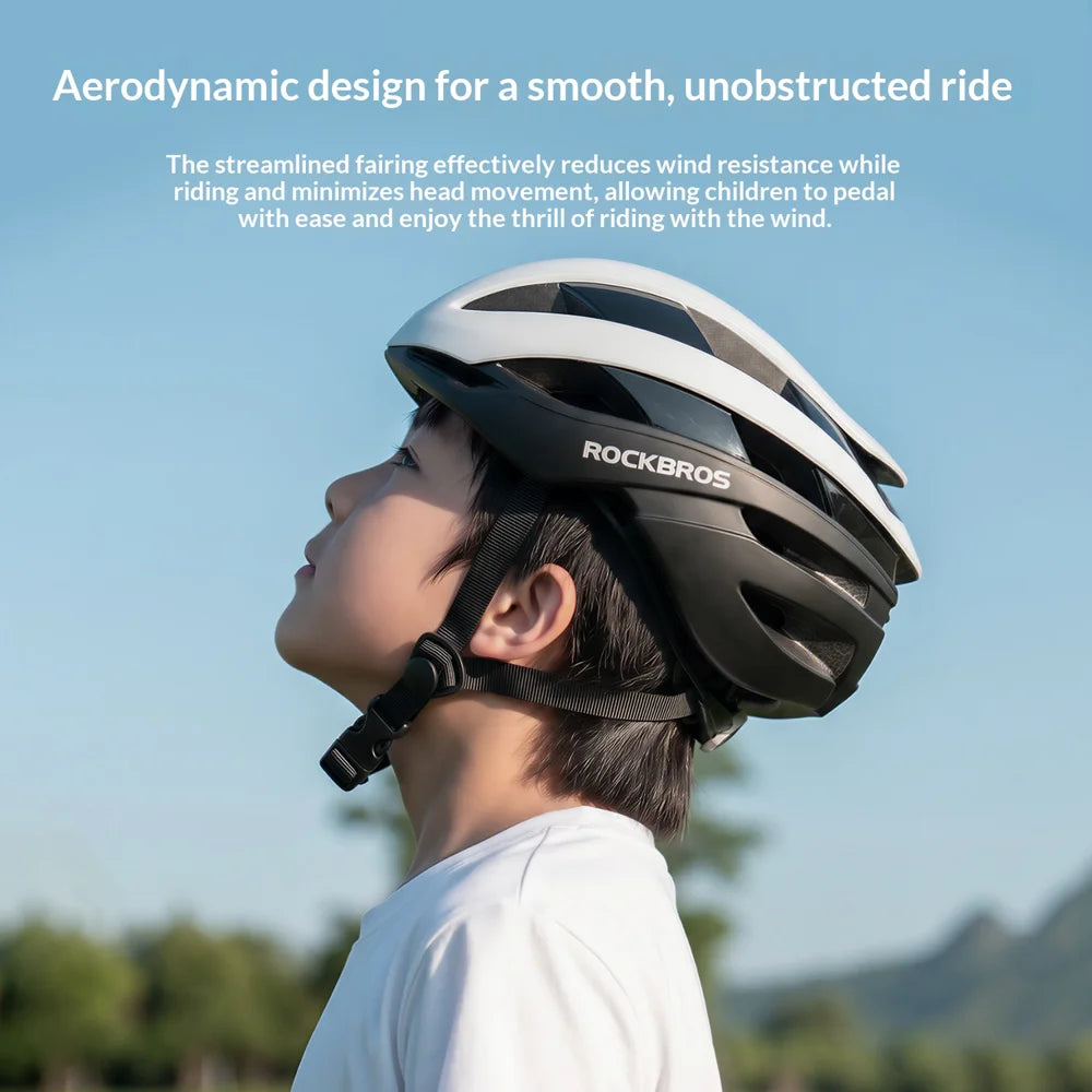 ROCKBROS 10110004 Kids Bike Helmet MTB Road Folding Bicycle Safety Helmet for Boys Girls - Black & White|M - 3