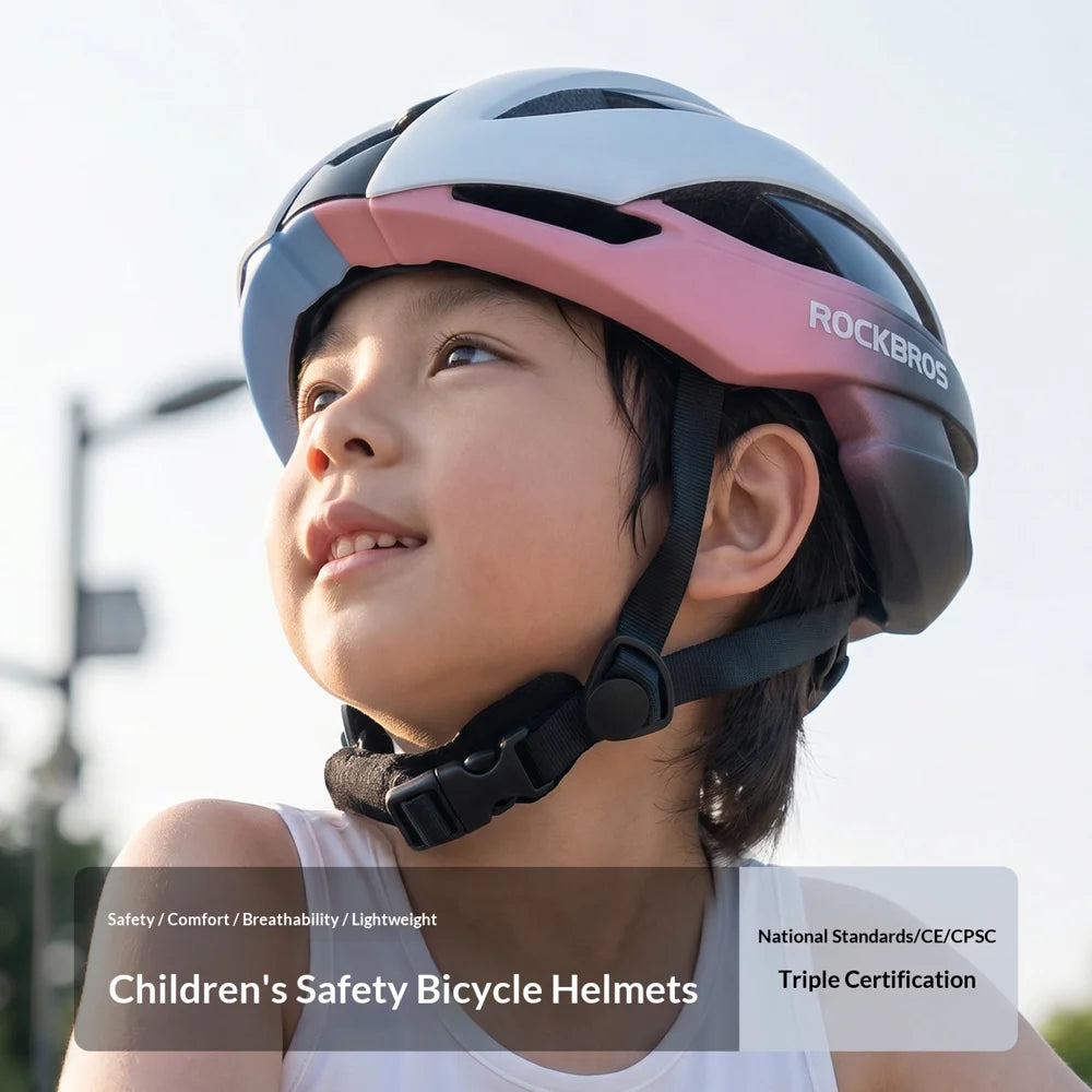 ROCKBROS 10110004 Kids Bike Helmet MTB Road Folding Bicycle Safety Helmet for Boys Girls - Black & White|M - 4