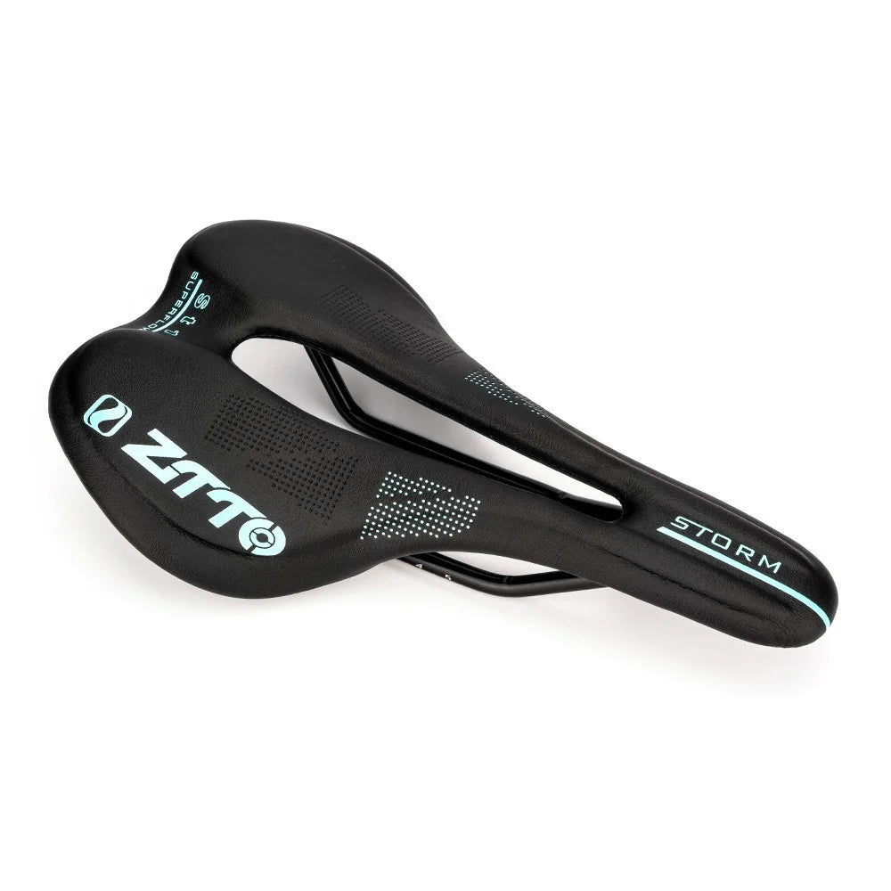 ZTTO ST1 Hollow Seat Cushion Breathable Microfiber Leather Mountain Road Bike Saddle - Black / Blue - 1