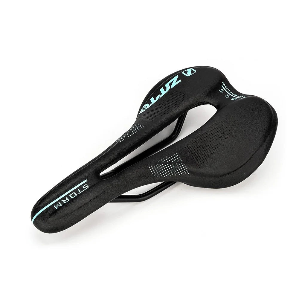 ZTTO ST1 Hollow Seat Cushion Breathable Microfiber Leather Mountain Road Bike Saddle - Black / Blue - 2