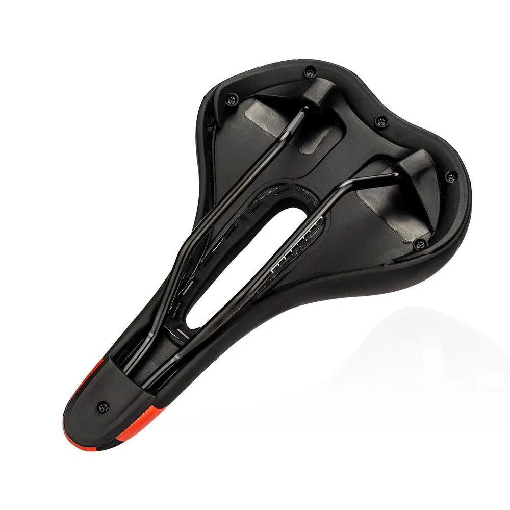 ZTTO 6219 Microfiber Leather Hollow Saddle Mountain Road Bicycle Seat Cushion - Black / Red - 3