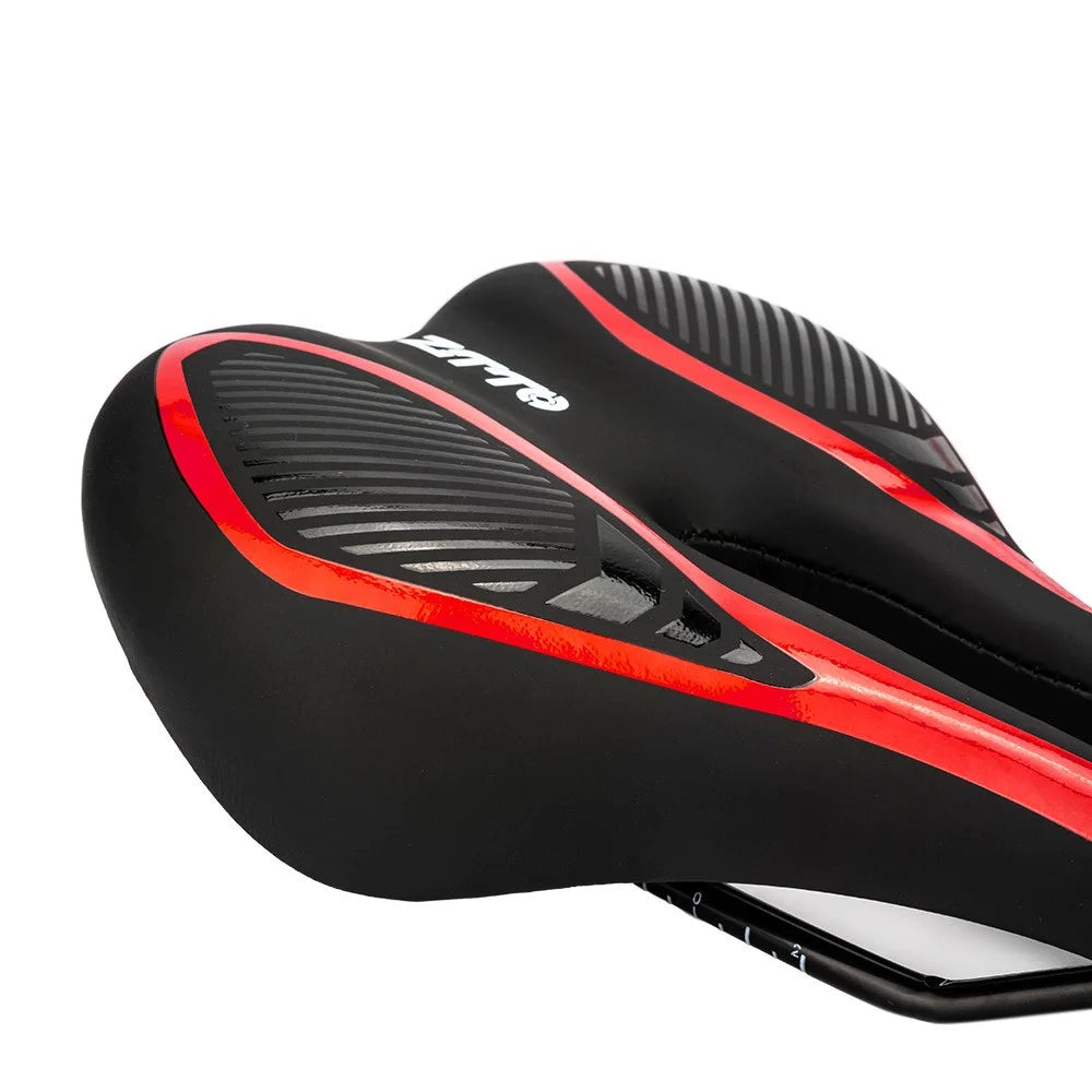 ZTTO 6219 Microfiber Leather Hollow Saddle Mountain Road Bicycle Seat Cushion - Black / Red - 6