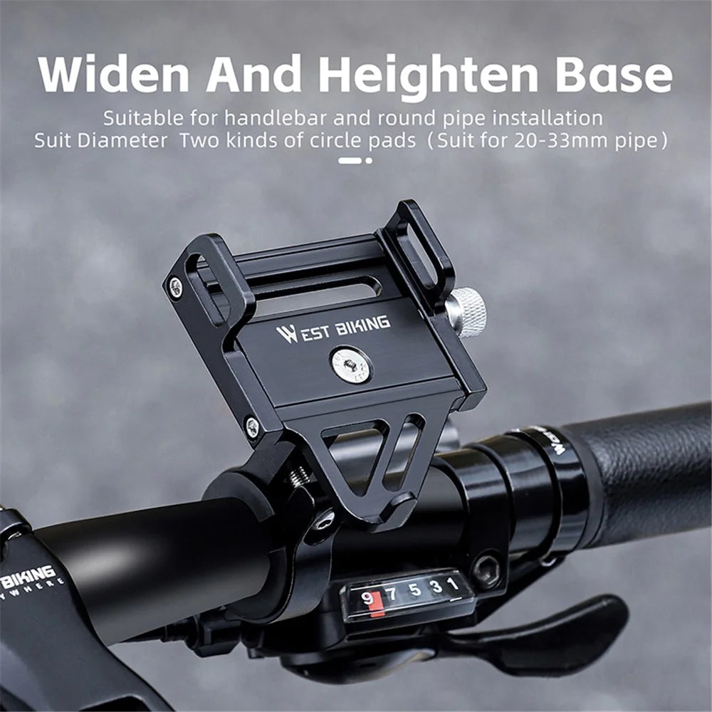 WEST BIKING YP0719359 Bicycle Cell Phone Holder Aluminum Alloy Ultra-Light Handlebar Phone Bracket - 6