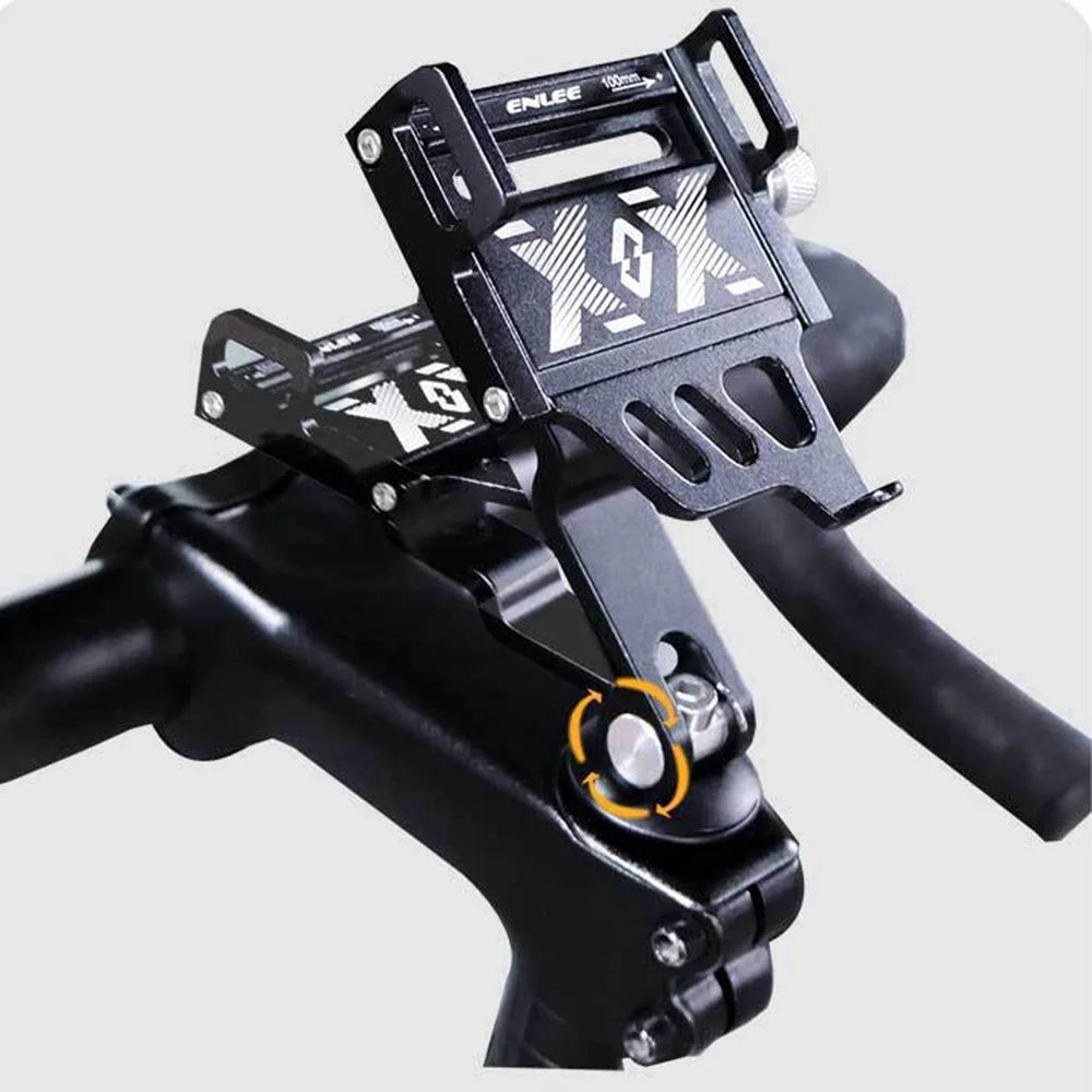ENLEE Aluminum Alloy Bicycle Handlebar Stem Phone Holder Stand (Rotation Design) - Black - 3
