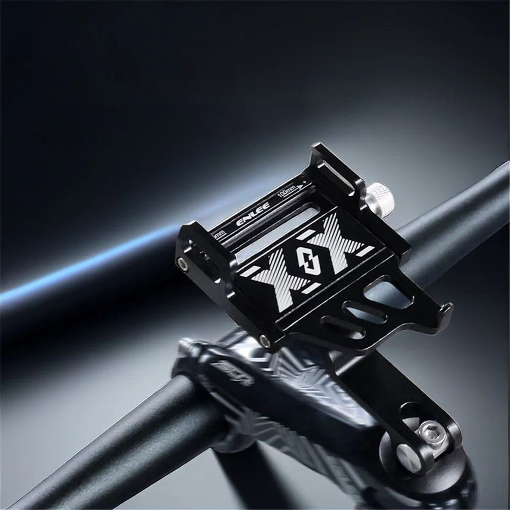 ENLEE Aluminum Alloy Bicycle Handlebar Stem Phone Holder Stand (Rotation Design) - Black - 4
