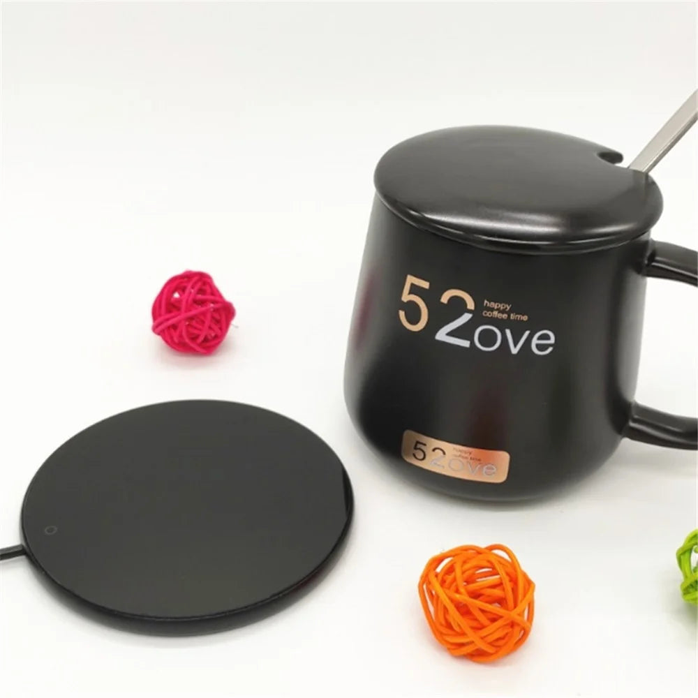 A308 USB Cup Mug Warmer with Indicator Light and Switch Cup Coaster Warmer Beverage Heater for Home Office - Black - 2