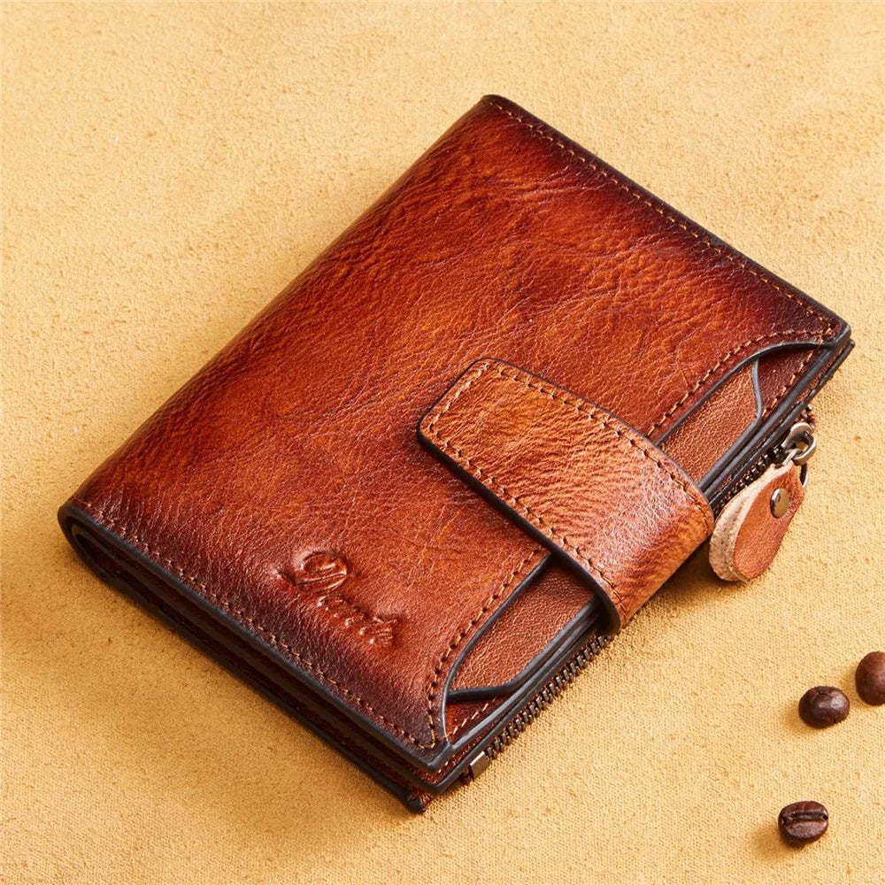 DANTE D05508 Full Grain Cowhide Leather Multiple Card Slots Wallet RFID Blocking Cash Pouch - Brown - 3