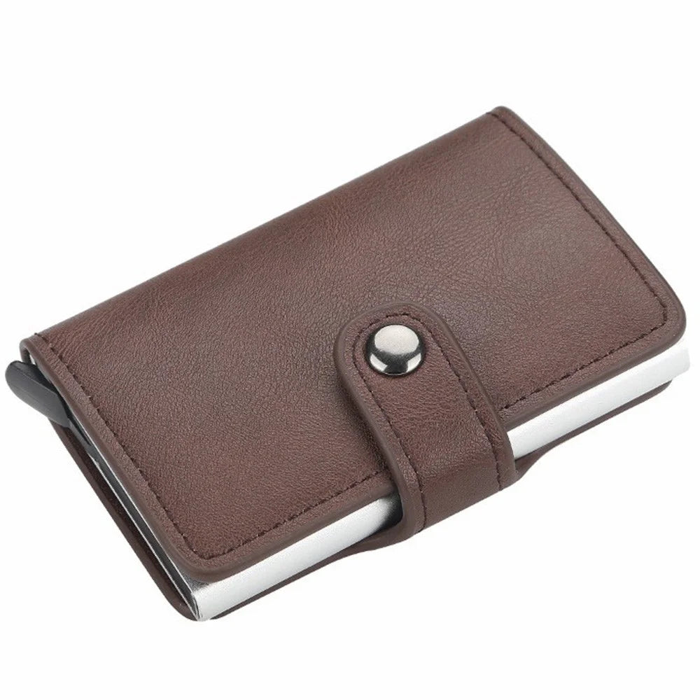 BAELLERRY K9122 Minimalist Pop Up Card Case PU Leather RFID Blocking Credit Card Holder Wallet - Coffee - 1