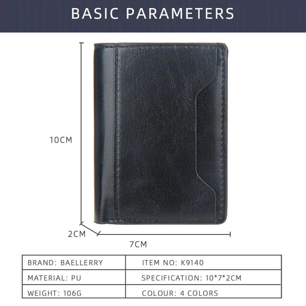 BAELLERRY K9140 Automatic Pop Up Aluminum Alloy Card Case RFID Blocking PU Leather Credit Card Holder Wallet - Black - 4