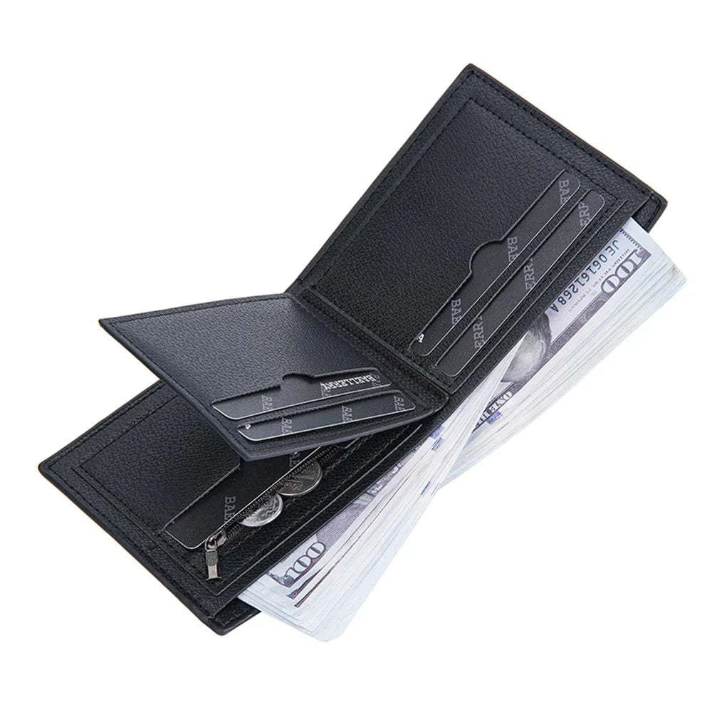 BAELLERRY D3044 Men Short Wallet Slim PU Leather Coin Storage Card Holder Bag - Black - 2