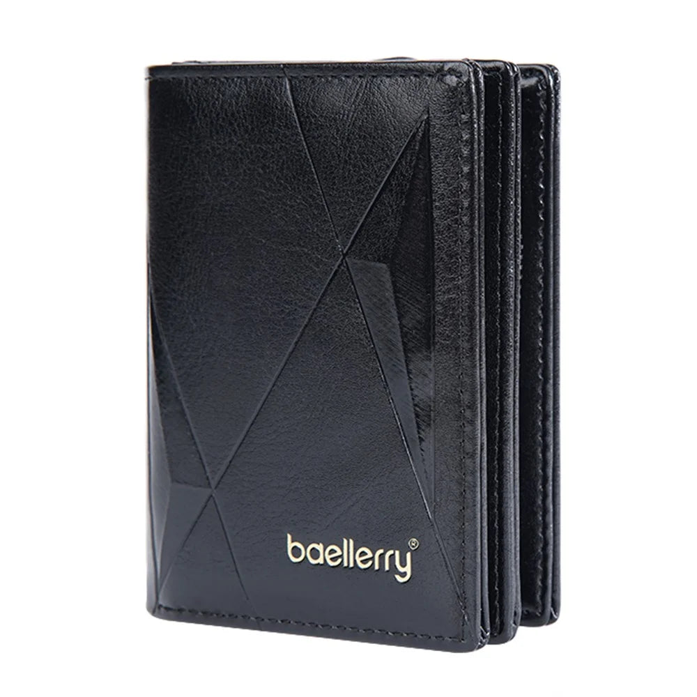 BAELLERRY D3213 Vintage Men PU Leather Short Wallet Cash Card Holder Zipper Coin Purse - Black - 2