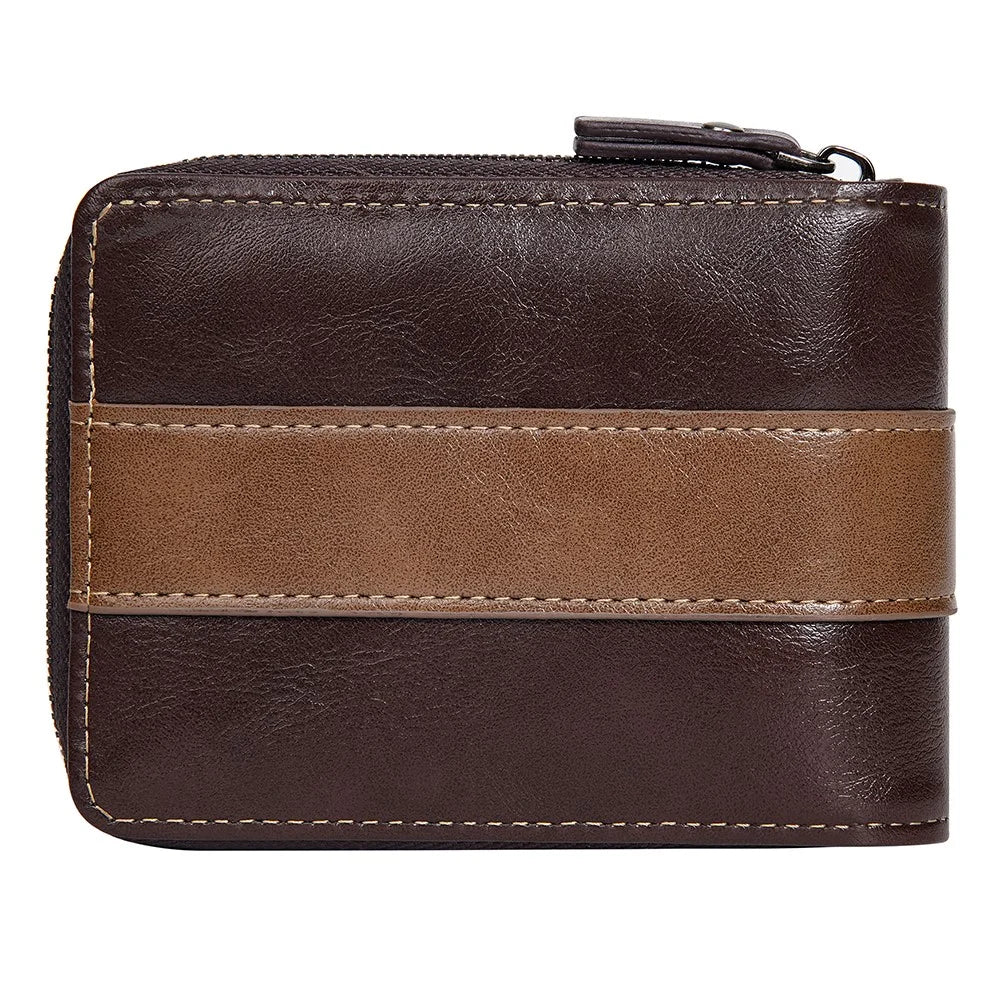 BAELLERRY D5111 Retro Men Short Wallet PU Leather Card Cash Holder Zipper Purse - Dark Coffee - 3