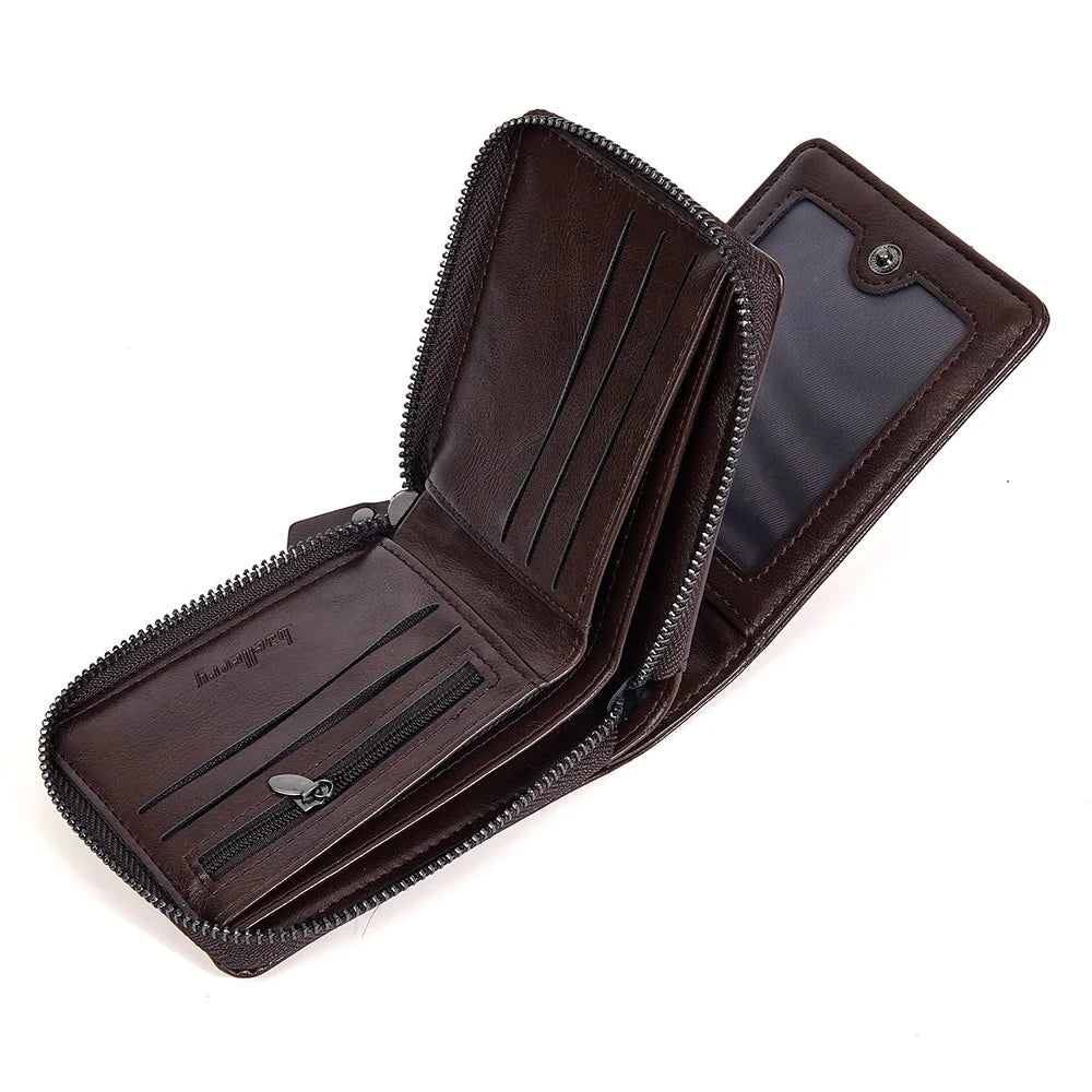 BAELLERRY D5111 Retro Men Short Wallet PU Leather Card Cash Holder Zipper Purse - Dark Coffee - 4